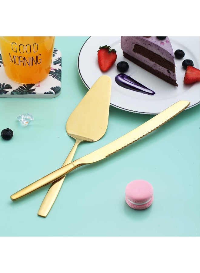 Gold Cake Pie Pastry Servers,Stainless Steel Serving Set,Cake Knife and Server Set Perfect For Wedding, Birthday, Parties and Events - Image 5